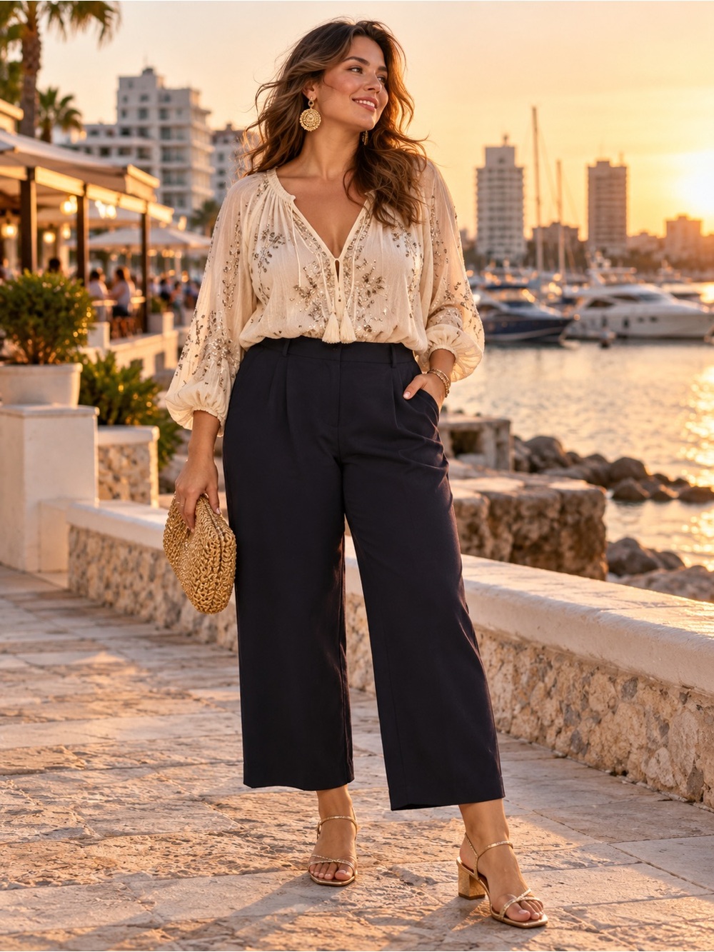 🐞Abercrombie & Fitch Black Cropped Wide-Leg Pants with High Waist